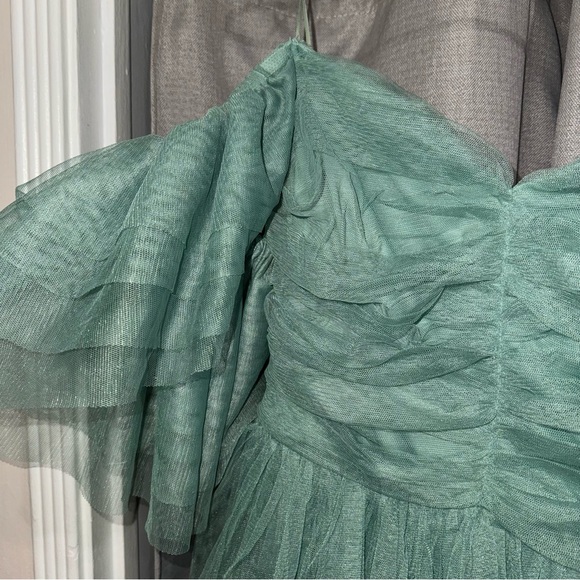 Ruffled Tiered Sage Dress - Picture 11 of 11
